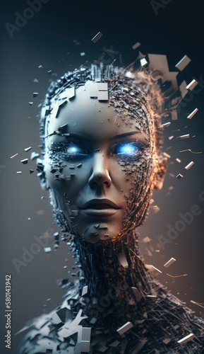Unveiling the Wonders of Artificial Intelligence: A Comprehensive Portrait illustration. Generative AI © Sparrowski