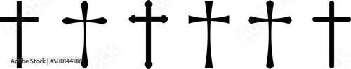 Cross symbol set.Vector christian cross icon.Religion sign.Simple line catholic sign.	