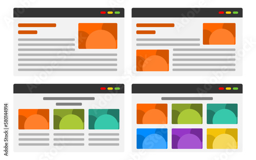 Website wireframes and icons concept ux design ui illustration vector