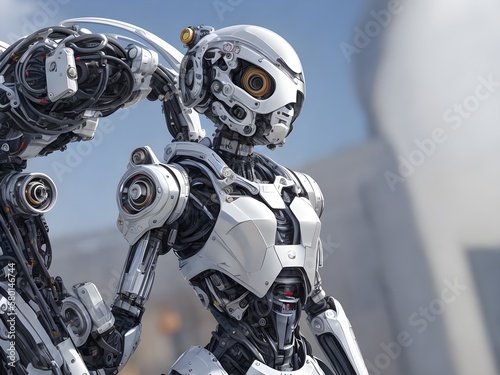 Artificial intelligence, human like cyborg, android, futuristic technology, near future androids. Human-like robot. Generative AI
