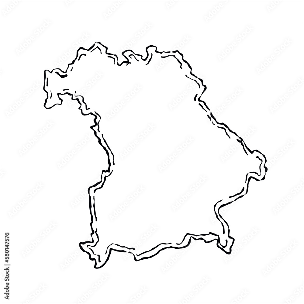Map of Bavaria. Political border of the German land. Map of Bavaria. Political border of the German land.