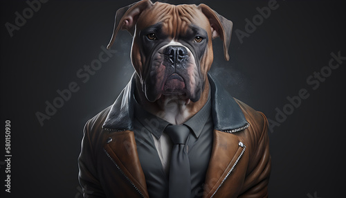 Portrait of a gangster dog in a jacket generative ai © Artistic