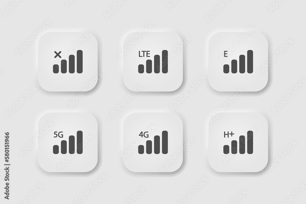 Wireless network icon in neumorphism style. Icons for business, white UI, UX. Mobile network symbol. Cellular, mobile internet, hotspot. Neumorphic style. Vector illustration. Wireless network icon in neumorphism style. Icons for business, white UI, UX. Mobile network symbol. Cellular, mobile internet, hotspot. Neumorphic style. Vector illustration.