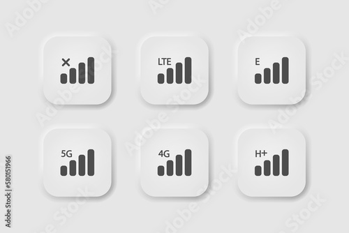 Wireless network icon in neumorphism style. Icons for business, white UI, UX. Mobile network symbol. Cellular, mobile internet, hotspot. Neumorphic style. Vector illustration.