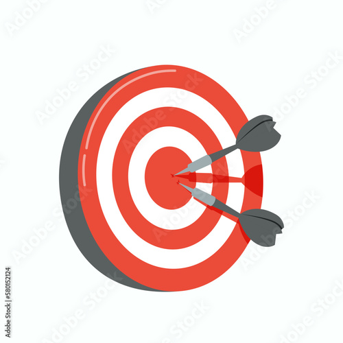 Black darts hit on center of target, the success business target customer online marketing consultants. EPS 10 vector