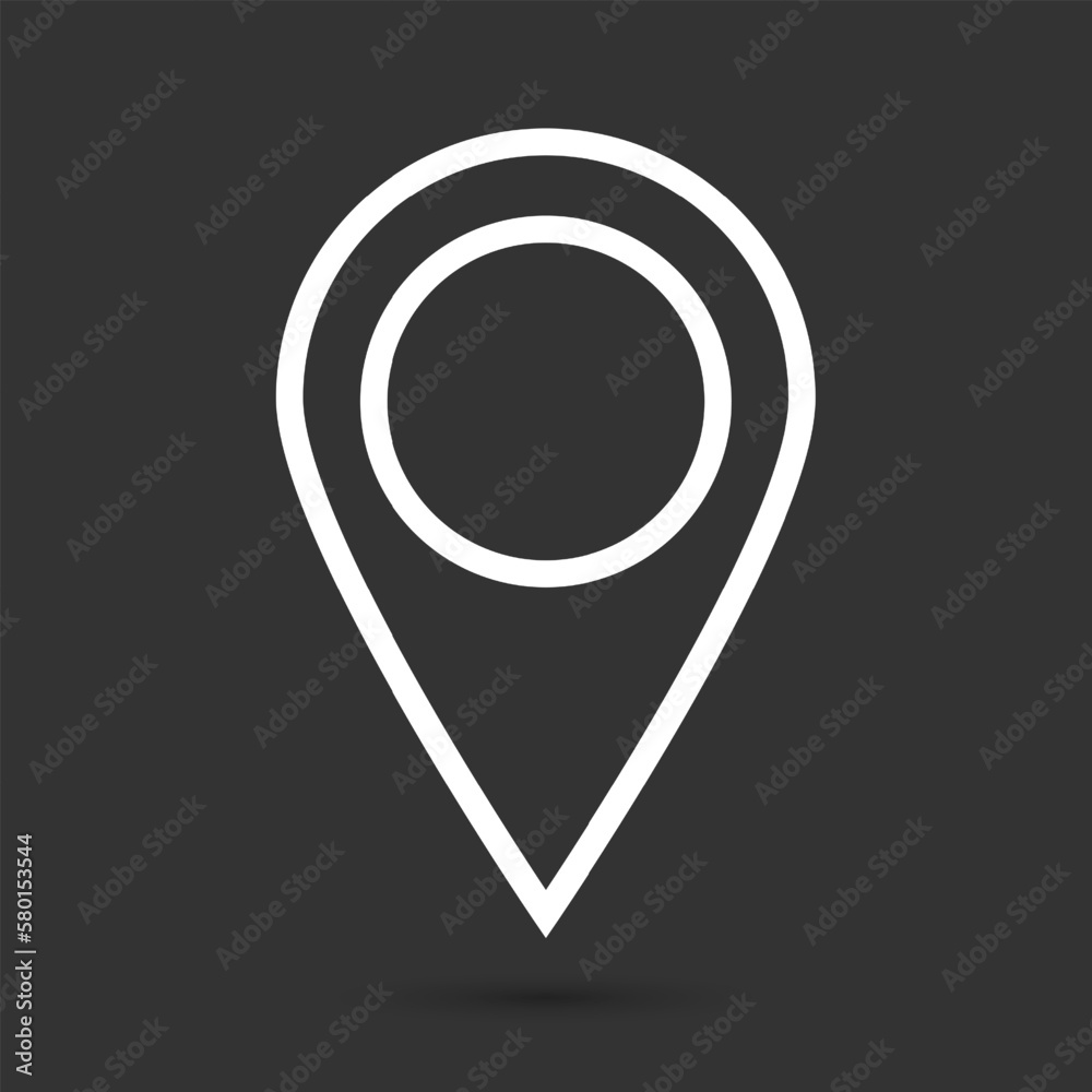 Geolocation icon on a black background. Linear pin code icons of the geolocation map. Vector illustration. Geolocation icon on a black background. Linear pin code icons of the geolocation map. Vector illustration.