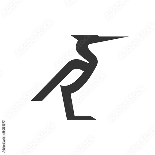 Εκτύπωση καμβά heron pelican stork vector logo lineart line outline monoline icon design stock