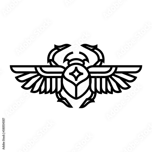 scarab beetle bug line icon logo vector design, modern animal logo pictogram design of ancient mythical animal 