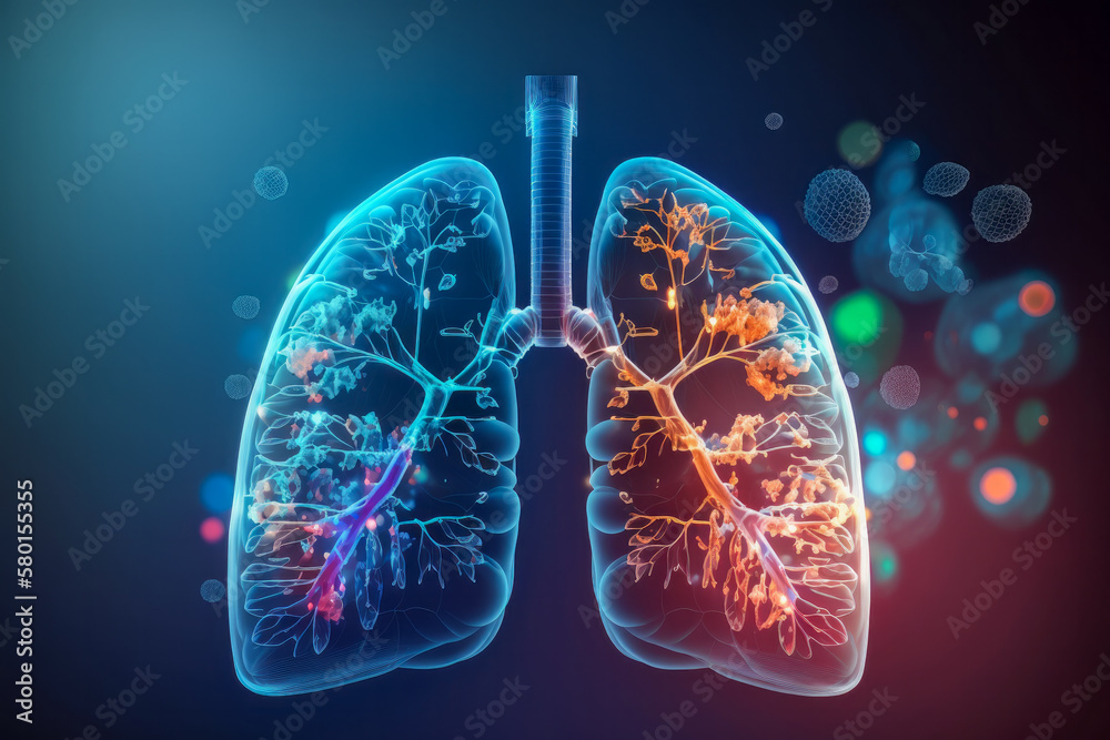 Human lungs x-ray. Abstract illustration. Health, Respiratory system health concept. Breathing.

 - obrazy, fototapety, plakaty 