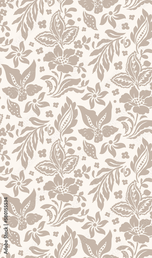 Seamless geometric tropical flowers pattern. Seamless geometric tropical flowers pattern.