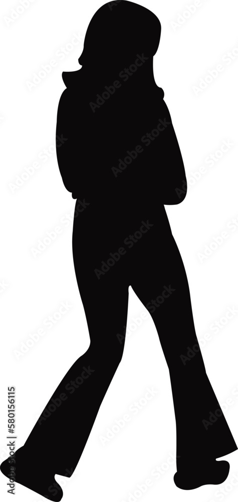 a girl walking body silhouette vector