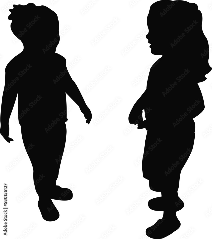 two girls making chat, silhouette vector