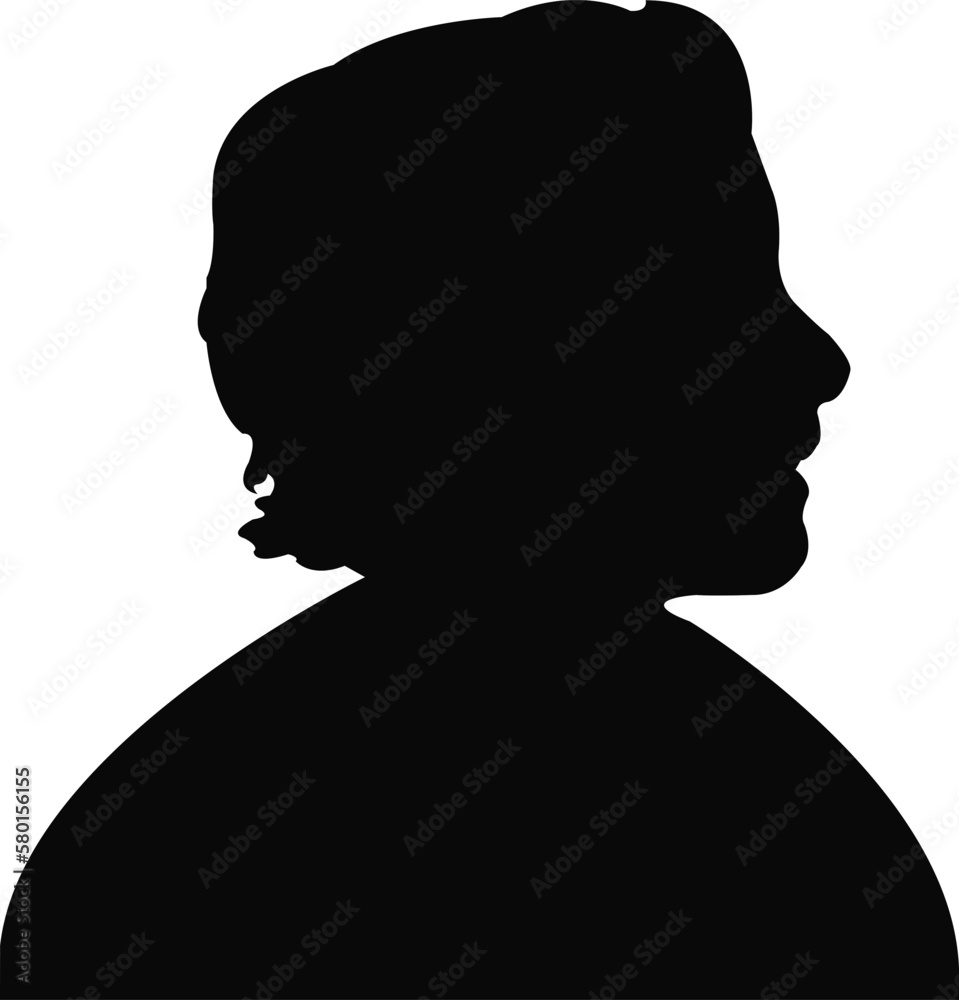 a cute boy head silhouette vector