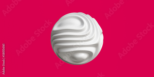 White wave abstract sphere and Viva Magenta background, 3d render 2023
