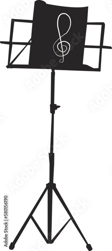 a music stand over white, silhouette vector photo