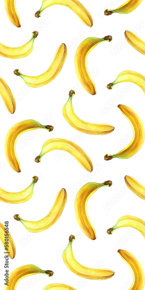 Seamless pattern with bananas isolated on transparent background, PNG. Watercolor illustration. Seamless pattern with bananas isolated on transparent background, PNG. Watercolor illustration.