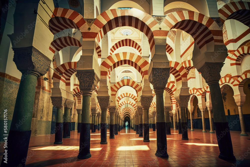 Mosque, religious center of Islam. Created with generative artificial