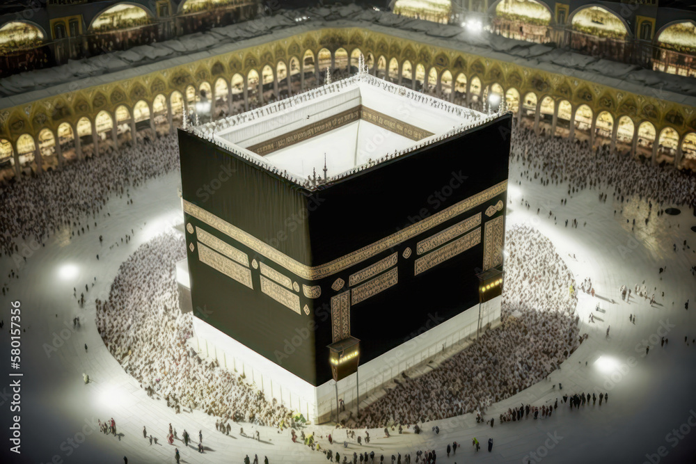 The Kaaba, the most important pilgrimage site in Islam. Created with