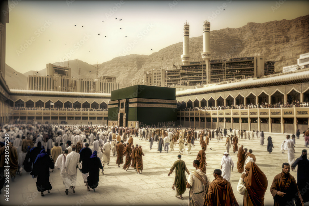 The Kaaba, the most important pilgrimage site in Islam. Created with