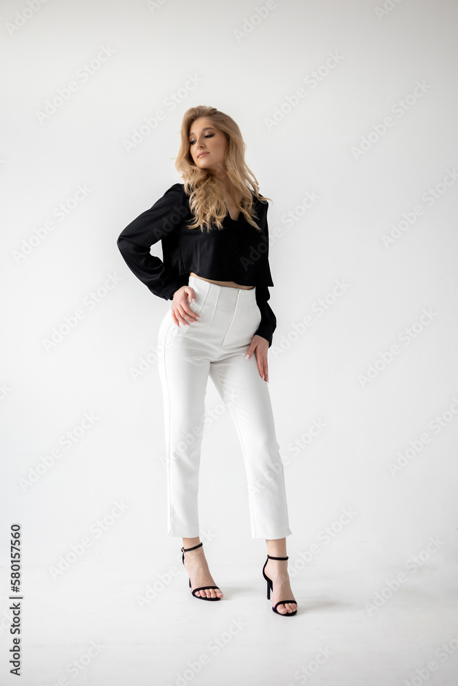 portrait of a beautiful woman on a white background portrait of a beautiful woman on a white background