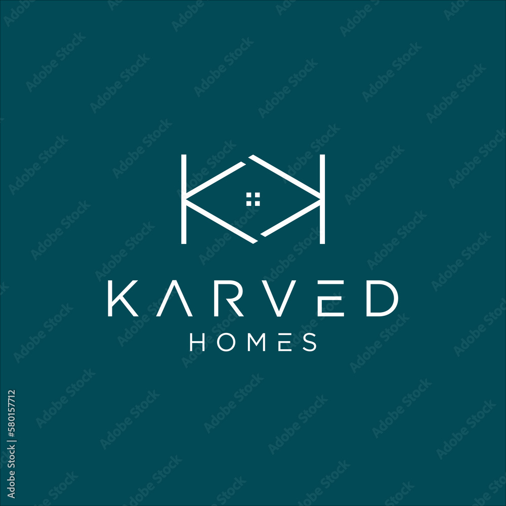 Initial K and minimalist home logo design vector Initial K and minimalist home logo design vector