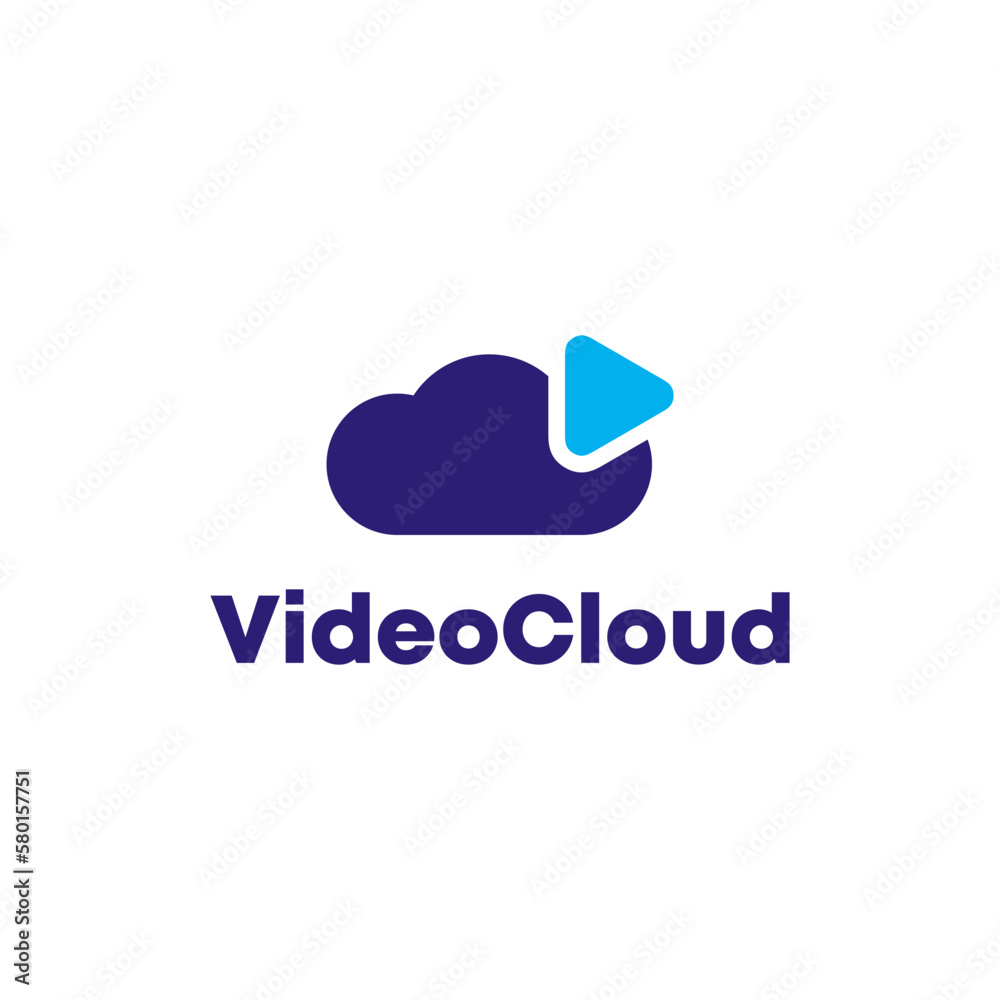 Video Cloud Logo Design Vector