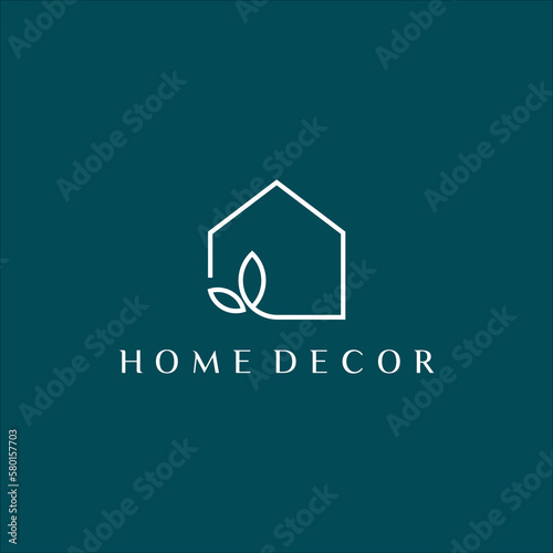 Line Art Home Decoration Logo Vector