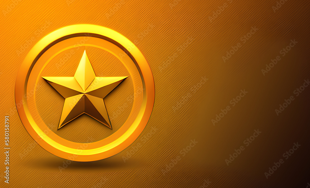 Golden star surrounded by golden ring digital illustration, design, Generative AI Golden star surrounded by golden ring digital illustration, design, Generative AI