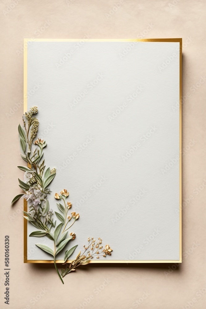 Abstract Floral Frame with Golden Decor, AI Generative