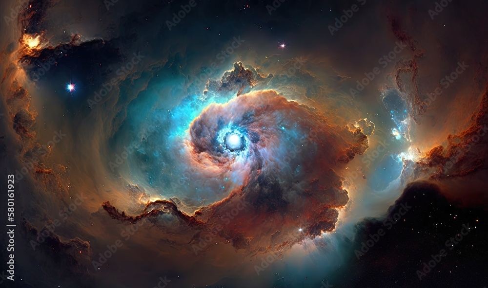 Fototapeta premium a very large star in the middle of a space filled with stars. generative ai