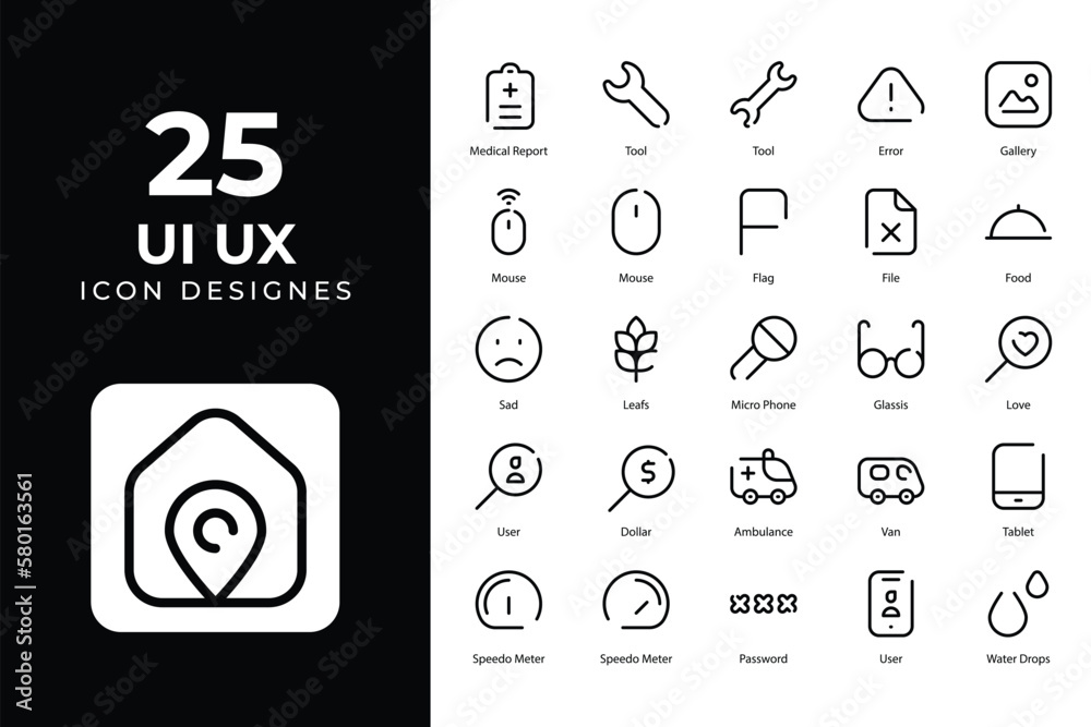 Poster Ui Ux icons set, Ui Ux Related Objects and Elements – Wall Art ...