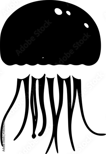 Jellyfish | Black and White Vector illustration
