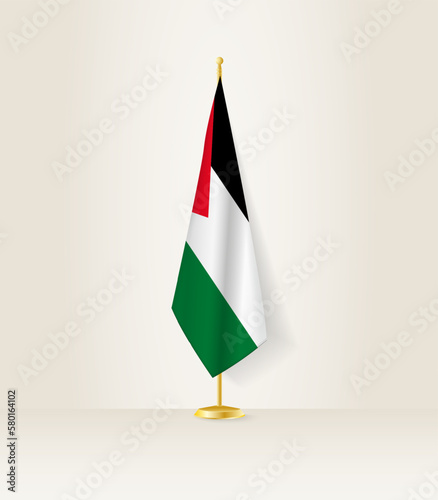 Palestine flag on a flag stand.