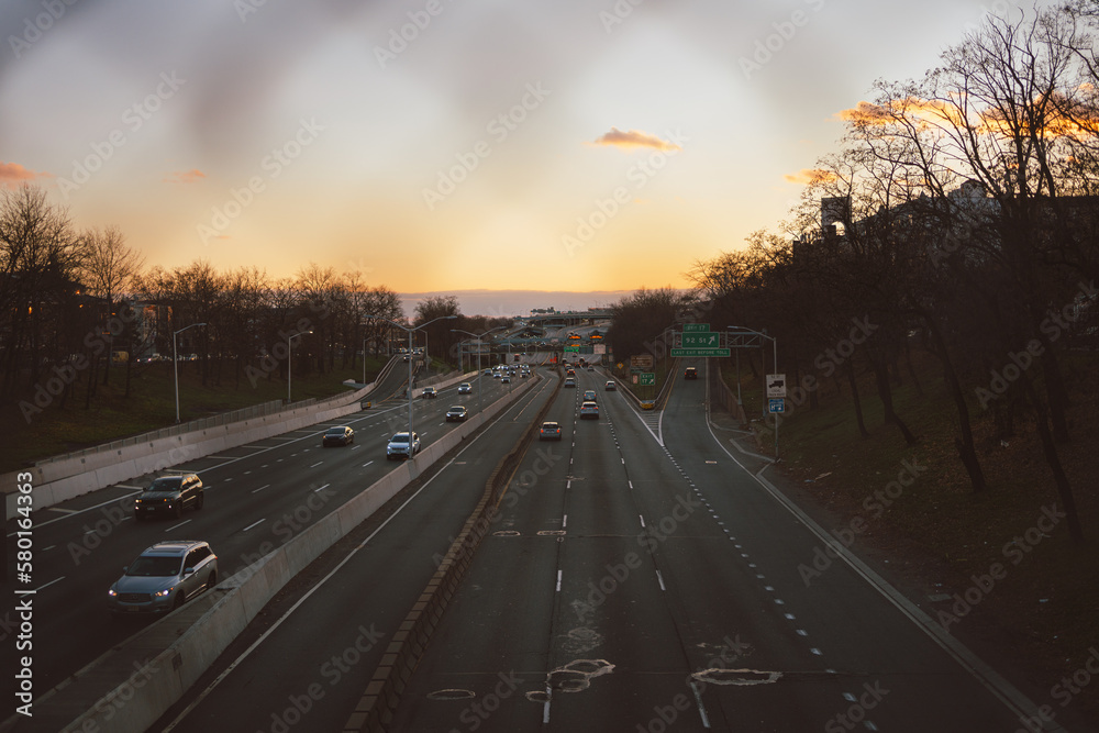 Sunset view of the Brooklyn-Queens Expressway, Bay Ridge, Brooklyn, New York