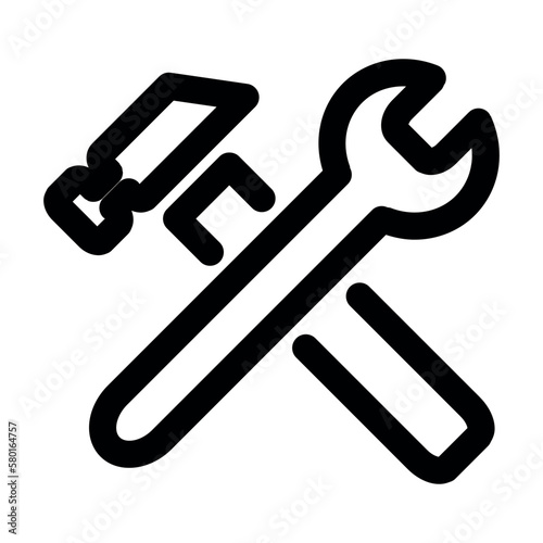 Wrench and hammer. Tools icon isolated on white background,Repair tool sign icon. Service symbol. Hammer with wrench,Modern UI website navigation.