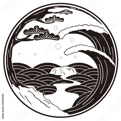 家紋風デザイン / 昔の七里ヶ浜