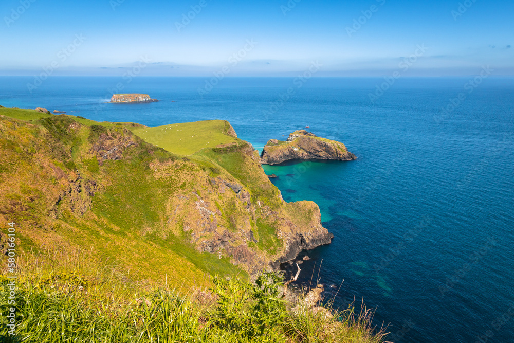 This vantage point, located on the Causeway Coastal Route in Northen Ireland, looks out over several islands namely, Rathelin, Carrick-a-Rede and Sheep Island.