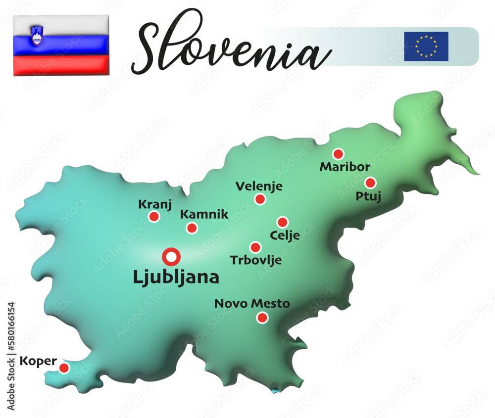 Slovenia, Fläche und Flagge