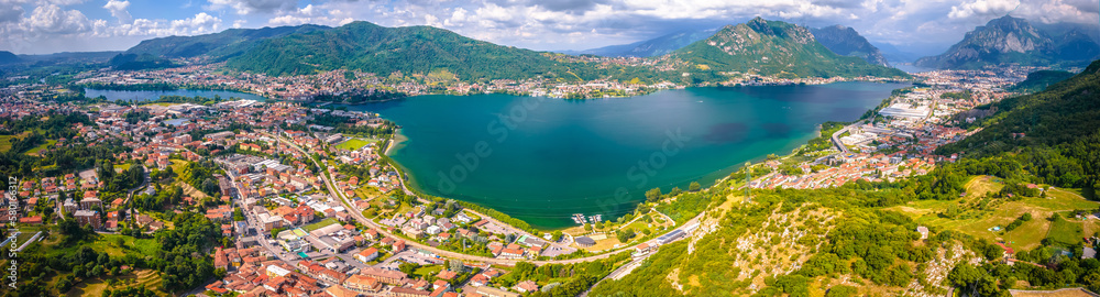 Lago di Garlate lake area panoramic view