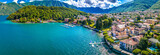 Town of Lenno on Como lake aerial view