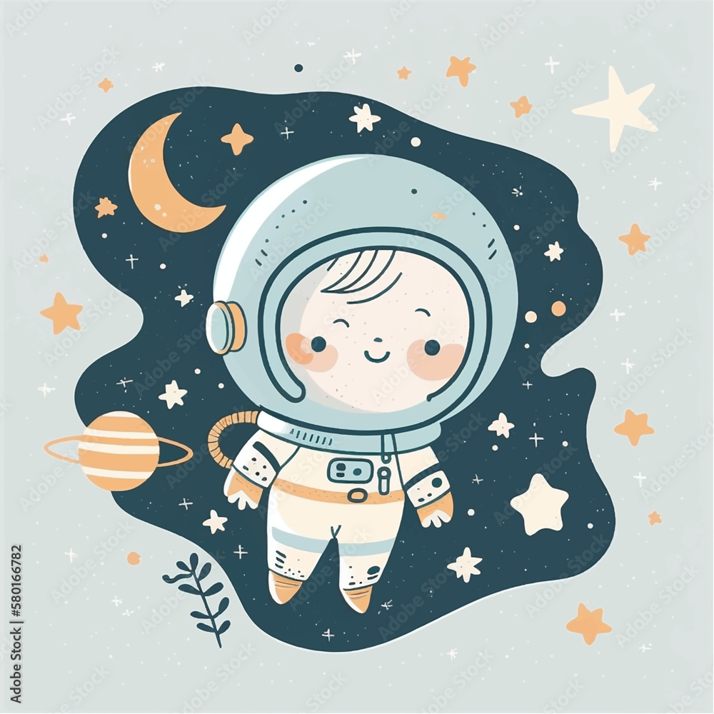 A little boy sleeping on a cloud with a moon and stars. A little boy sleeping on a cloud with a moon and stars.