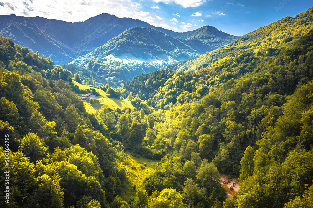 Alpine landscape of Dolomites Alps landscape view