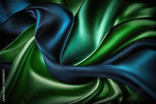 blue green silk silky satin fabric elegant extravagant luxury wavy shiny luxurious shine drapery background wallpaper seamless abstract showcase backdrop artistic design presentation material texture