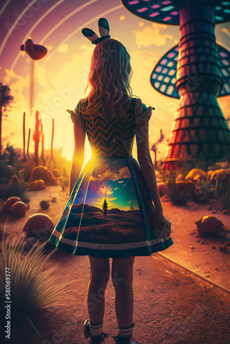 Abstract Character Portrait, Alice, Futuristic. Created with Generative AI.