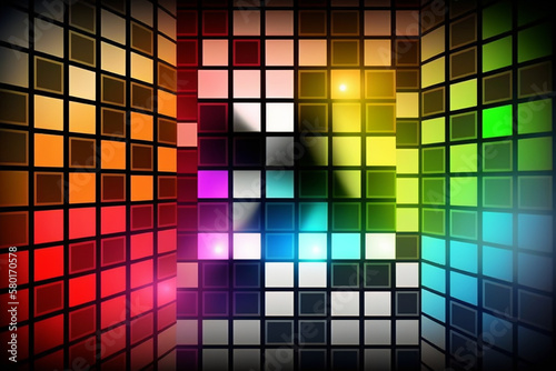 Generative AI70s style colorful disco colorblock background. Generative AI photo