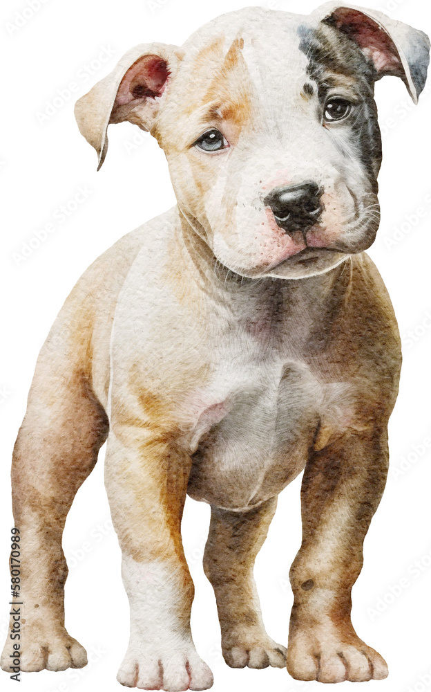 Pit bull puppy illustration created with Generative AI technology