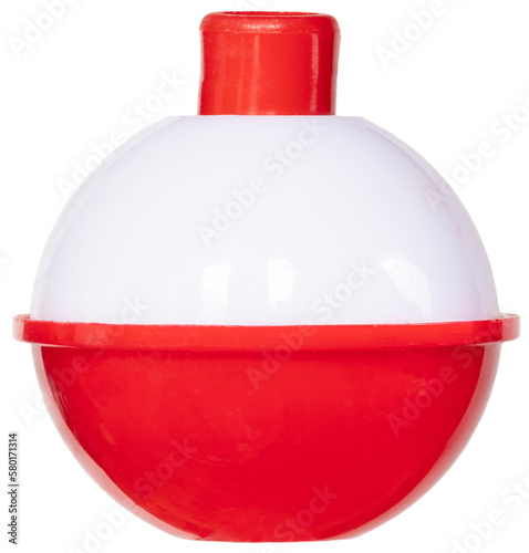 Red and white bobber that is used for fishing isolated as a png photo