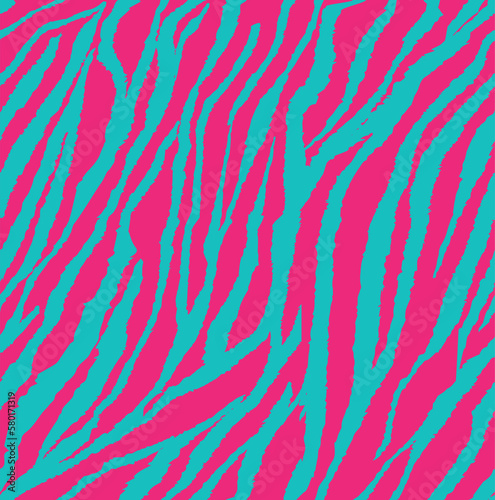 Pink and blue zebra skin pattern. Seamless animal print design. 