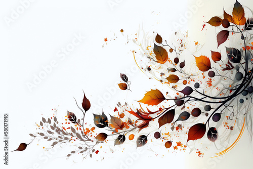 Abstract autumn foliage swirling design on a white background © youriy