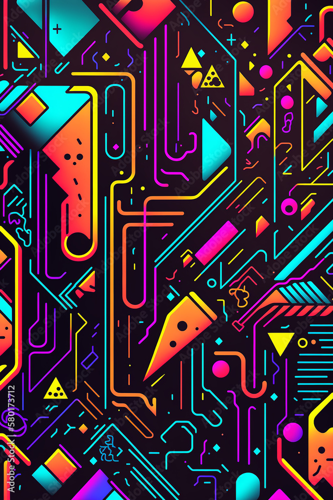 Fluorescent abstract design, generative ai Fluorescent abstract design, generative ai